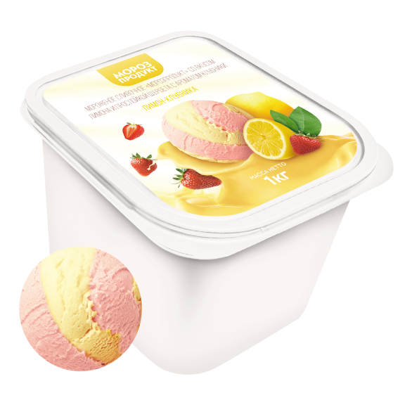 «MOROZPRODUCT» lemon-strawberry with layers of creamy sorbet in ditches «MOROZPRODUCT» lemon-strawberry with layers of creamy sorbet in ditches